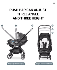 3-in-1 Baby Pram Stroller Pushchair with Two-Way Safety Seat