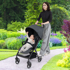 Lightweight Foldable Baby Stroller with Adjustable Backrest and Canopy