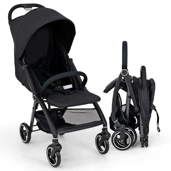Costway Lightweight Foldable Baby Stroller with Adjustable Backrest - Black/Grey