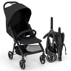 Costway Lightweight Foldable Baby Stroller with Adjustable Backrest - Black/Grey