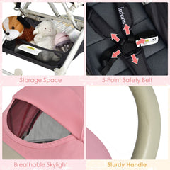 Folding Pushchair with Adjustable Backrest and Footrest