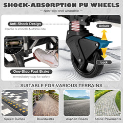 Push Pull Stroller Wagon with Adjustable Handle Bar