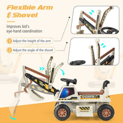 Kids Electric Ride on Digger 6V Battery Powered Construction Toy Car Excavator