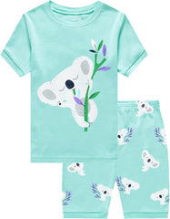 Girls Pyjamas Set Short Sleeve Unicorn Cotton Pjs Kids Sleepwear Toddler Tops T Shirts & Pants Summer Nightwear Age 1-7 Years