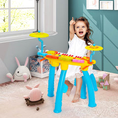 24 Keys Piano Keyboard Drum Set with Stool and Microphone for Kids
