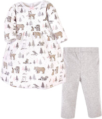 Baby Girls' Quilted Cotton Dress and Leggings Casual