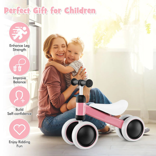 No Pedal Baby 4 Wheels Balance Bike with Non-Slip Handlerbar