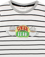 Central Perk Pyjamas for Girls | Children & Teens F.R.I.E.N.D.S Cafe Striped Black & White T-Shirt & Logo Loungepants PJ Set TV Show Gifts