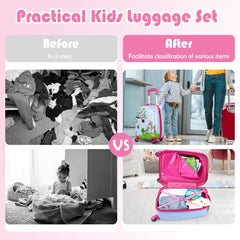 2 Pieces Kids Luggage Set with Carry-On Suitcase and Backpack-Forest