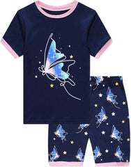 Girls Pyjamas Set Short Sleeve Unicorn Cotton Pjs Kids Sleepwear Toddler Tops T Shirts & Pants Summer Nightwear Age 1-7 Years
