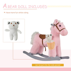 Kids Plush Ride-On Rocking Horse Rocker Plush Toy W/ Sounds for 18-36 Months