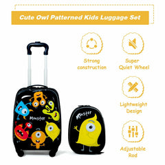 2 Pieces Kids Luggage Set with 4 Casters and Retractable Handle