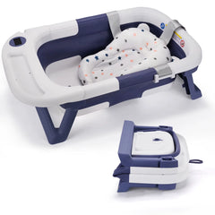 Baby Bathtub,Baby Bath Tub with Soft Cushion & Thermometer,Baby Bathtub Newborn to Toddler 0-36 Months,Portable Travel Baby Tub