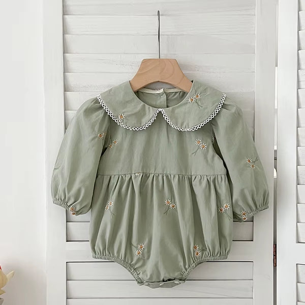 Spring Newborn Girls Romper Baby Clothes Baby Embroidered Flowers Romper Long Sleeve Jumpsuit Climb Clothes Baby Cotton Clothing