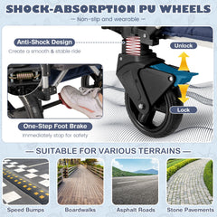 Push Pull Stroller Wagon with Adjustable Handle Bar
