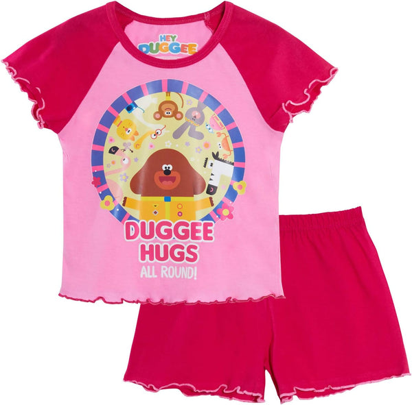 Girls Short Pyjamas Kids Infants Pink Shortie Pjs Set Nightwear Shorts + Short Sleeve Tee