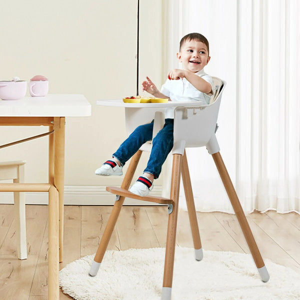 Dual Wooden Combination Modern Padded Highchair