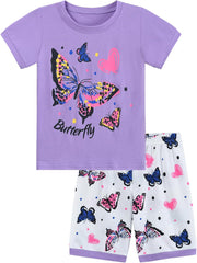 Girls Pyjamas Set Short Sleeve Unicorn Cotton Pjs Kids Sleepwear Toddler Tops T Shirts & Pants Summer Nightwear Age 1-7 Years