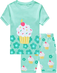 Girls Pyjamas Set Short Sleeve Unicorn Cotton Pjs Kids Sleepwear Toddler Tops T Shirts & Pants Summer Nightwear Age 1-7 Years