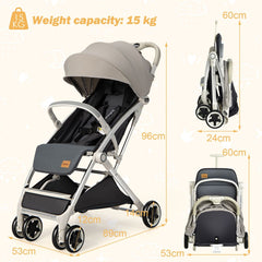 Folding Pushchair with Adjustable Backrest and Footrest