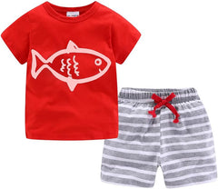 Boys Short Sets with Dinosaur Print Tops Elastic Waist Camouflage Shorts Beach Outfits