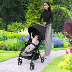 Lightweight Foldable Baby Stroller with Adjustable Backrest and Canopy