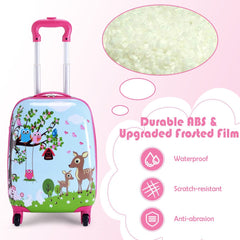 2 Pieces Kids Luggage Set with Carry-On Suitcase and Backpack-Forest
