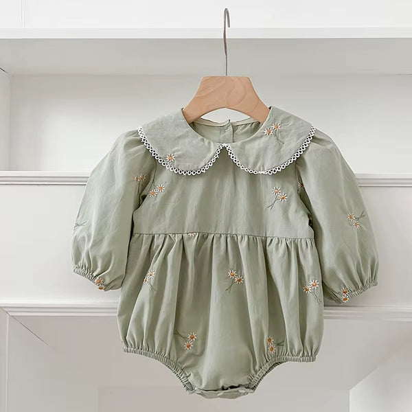 Spring Newborn Girls Romper Baby Clothes Baby Embroidered Flowers Romper Long Sleeve Jumpsuit Climb Clothes Baby Cotton Clothing