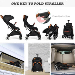 Folding Pushchair with Adjustable Backrest and Footrest