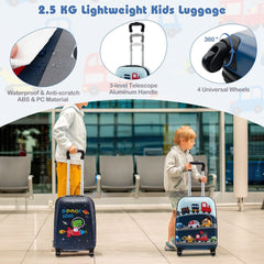 COSTWAY 5Pcs Kids Luggage Set Carry-On Children Rolling Suitcase Set W/Backpack