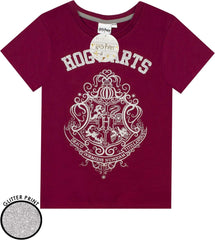Pyjamas for Girls | Hogwarts Crest Glitter Print Long Leg Pyjamas | Magical Merchandise