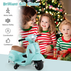 6V Kids Electric Motorcycle Vespa Licensed with LED Lights and Horn - Green/Pink/White
