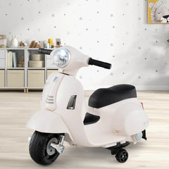 6V Kids Electric Motorcycle Vespa Licensed with LED Lights and Horn - Green/Pink/White