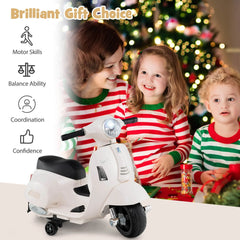 6V Kids Electric Motorcycle Vespa Licensed with LED Lights and Horn - Green/Pink/White