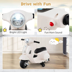 6V Kids Electric Motorcycle Vespa Licensed with LED Lights and Horn - Green/Pink/White