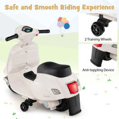 6V Kids Electric Motorcycle Vespa Licensed with LED Lights and Horn - Green/Pink/White
