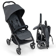 Lightweight Foldable Baby Stroller with Adjustable Backrest and Canopy