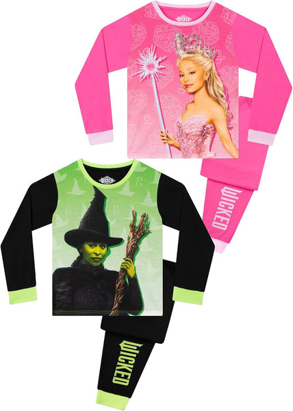 Movie Girls Pyjamas | 2 Pack Girls Pjs | Elphaba and Glinda | Ages 6 to 13 Years