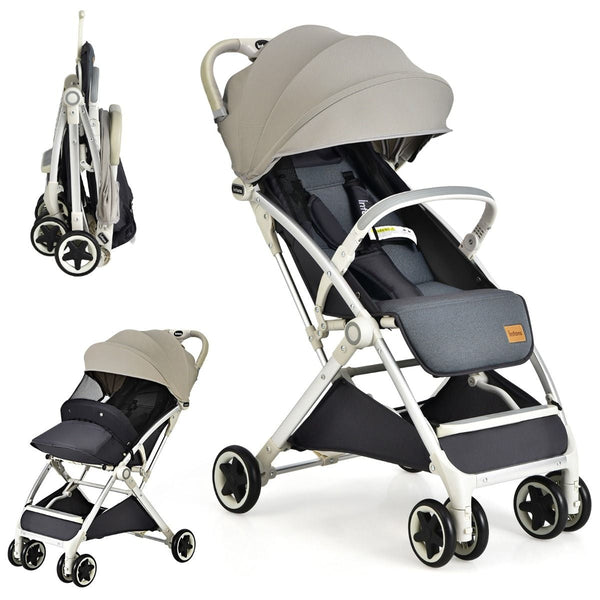 Folding Baby Stroller with Adjustable Backrest and Footrest for Easy Travel