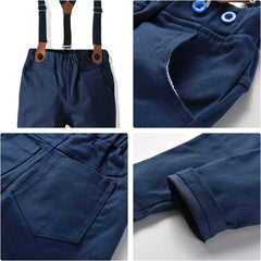 Boys Clothes Set Toddler Kids Gentlemen Suit Long Sleeve Bow Tie Shirts Suspenders Pants Outfits