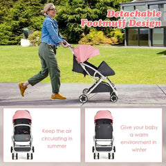Folding Pushchair with Adjustable Backrest and Footrest