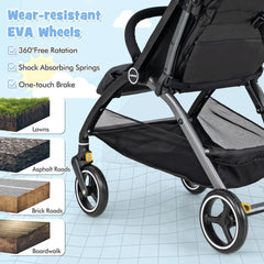 Lightweight Foldable Baby Stroller with Adjustable Backrest and Canopy