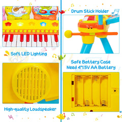 24 Keys Piano Keyboard Drum Set with Stool and Microphone for Kids