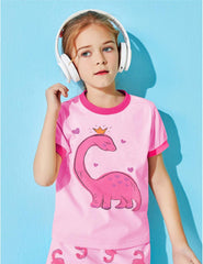 Girls Pyjamas Set Dinosaur Pjs Short Sleeve Toddler Unicorn Bunny Sleepwear Cotton Clothes Easter Gift 1-7 Years