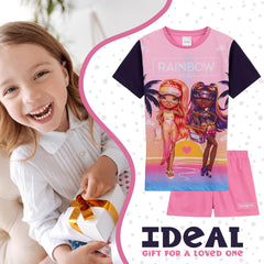 Pjs for Girls Summer T-Shirt and Short Girls Pyjamas 2 Piece Set Soft Lounge Wear 5-12 Years Kids Pjs Nightwear Gifts for Girls