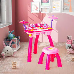 24 Keys Piano Keyboard Drum Set with Stool and Microphone for Kids