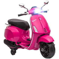 AIYAPLAY 12V Kids Electric Motorcycle Vespa Licensed with Music and Headlight - Green/Pink/White