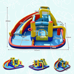 COSTWAY Inflatable Kids Water Slide Wet Dry Bouncy Castle Center W/680W Blower
