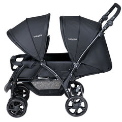 Double Pushchair with Adjustable Backrest and Sunshade