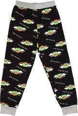 Central Perk Pyjamas for Girls | Children & Teens F.R.I.E.N.D.S Cafe Striped Black & White T-Shirt & Logo Loungepants PJ Set TV Show Gifts